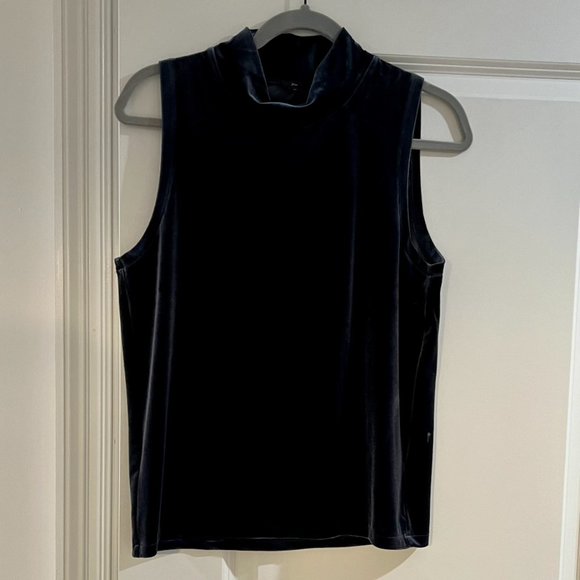 J. Crew Blue Velvet Mock Neck Top - Picture 4 of 7